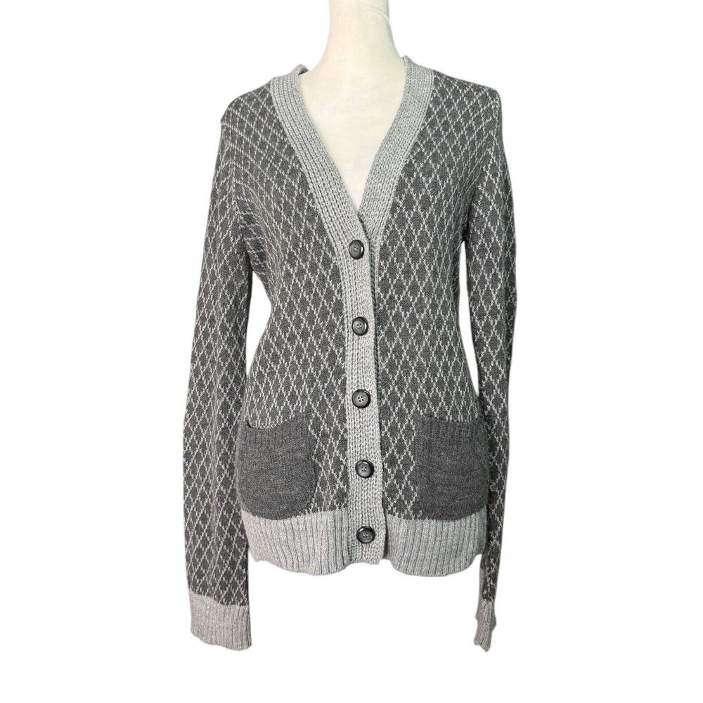 Urban Outfitters Womens L Gray Heritage Grandpacore Cardigan Sweater Cozy Cabin